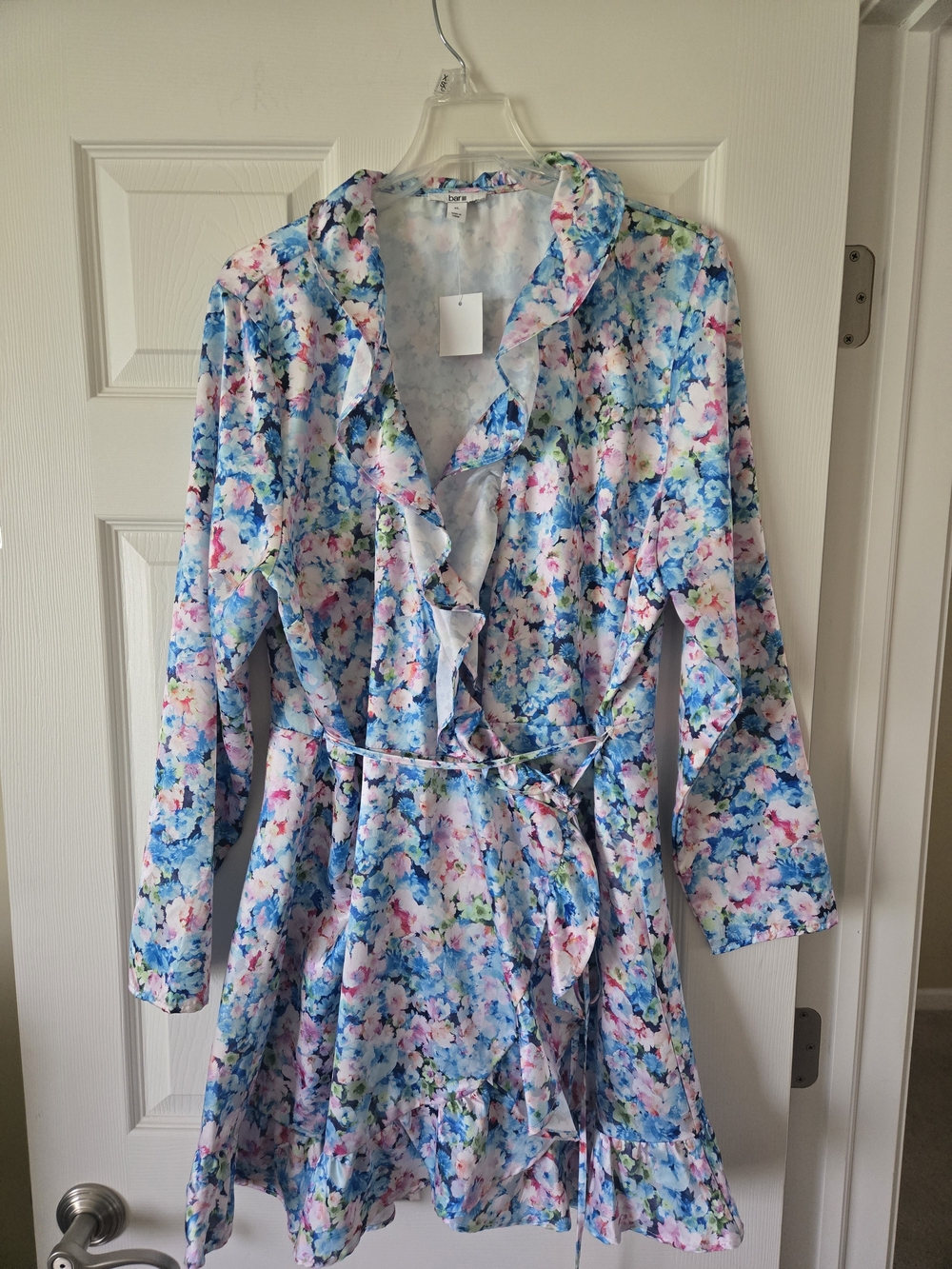 Bar III Multicolor Floral Ruffle Wrap Dress